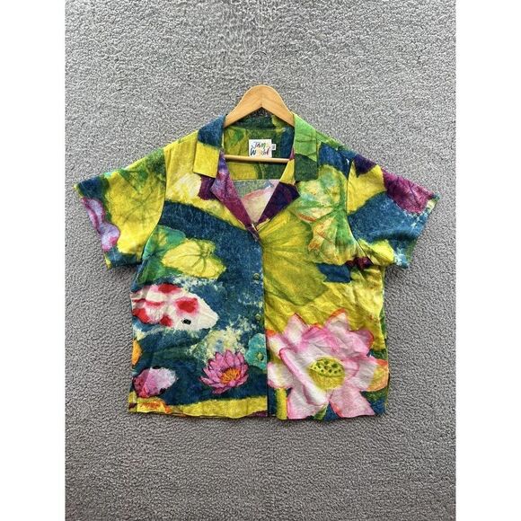 Jams World Vintage Unisex Firefish Koi Print Hawaiian Shirt Rayon Size XL